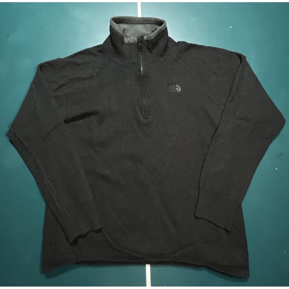 The North Face Sweater‎ Men's Medium Black Wool Cotton Blend 1/4 Zip Mock Next